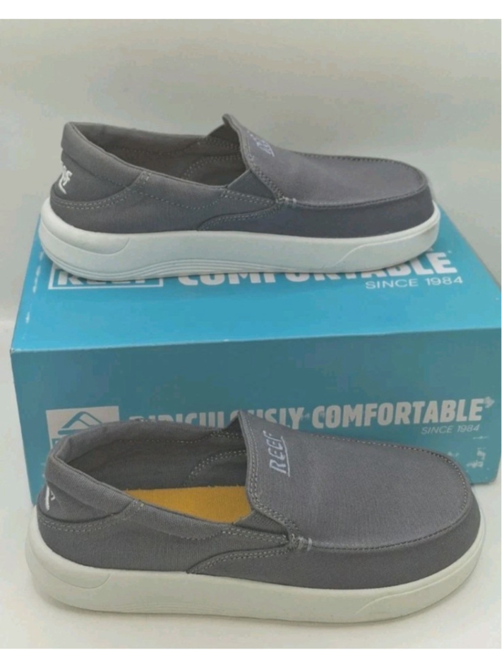 Reef Kids Swellsole Vibes Grey Slip-On Casual Shoes Textile US Size 1 NIB